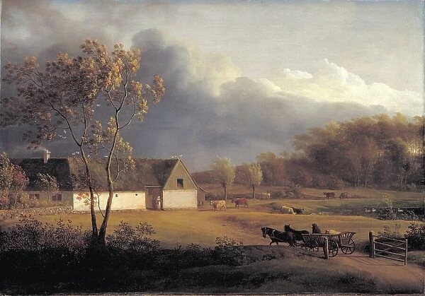 A Storm Brewing behind a Farmhouse in Zealand, 1791-1793. Creator: Jens Juel