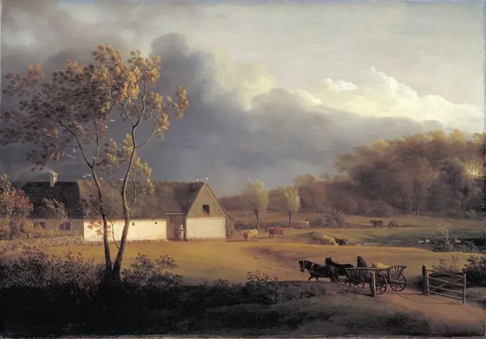 Framed Print : A Storm Brewing behind a Farmhouse in Zealand, 1791-1793. Creator: Jens Juel