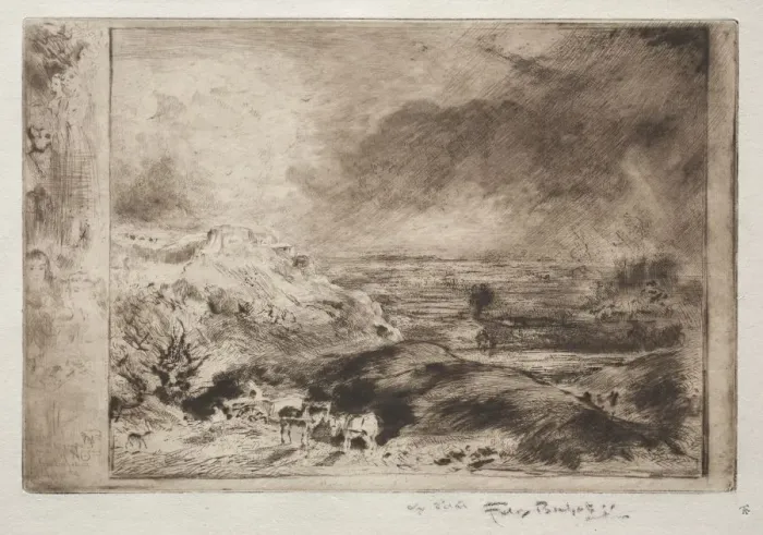 Framed Print : The Storm, after Constable, c. 1875. Creator: Felix Hilaire Buhot (French, 1847-1898) Framed Print : The Storm, after Constable, c. 1875. Creator: Felix Hilaire Buhot (French, 1847-1898)