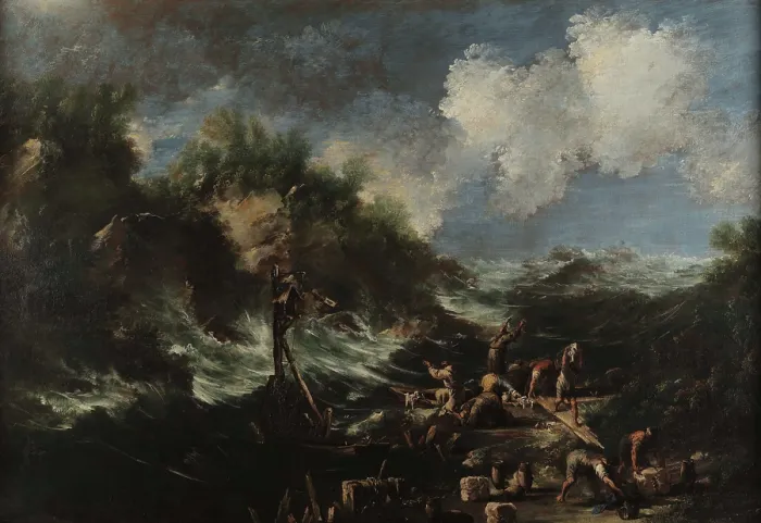 Framed Print : Storm with friars and stevedores, before 1700. Creator: Magnasco, Alessandro (1667-1749) Framed Print : Storm with friars and stevedores, before 1700. Creator: Magnasco, Alessandro (1667-1749)