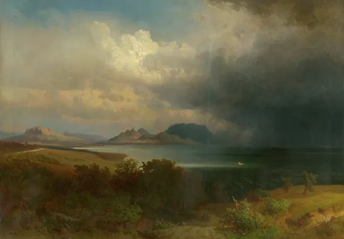 Framed Print : Storm over Lake Balaton, 1851. Creator: Alexander Brodszky Framed Print : Storm over Lake Balaton, 1851. Creator: Alexander Brodszky