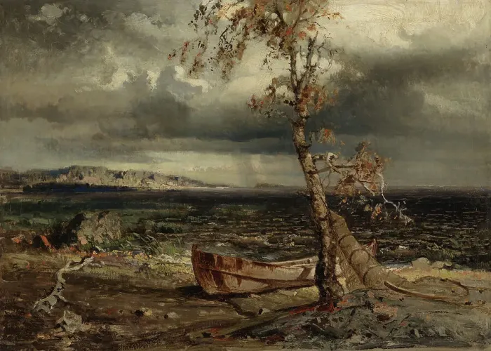 Framed Print : Storm on Lake Nasijarvi, 1860. Creator: Werner Holmberg Framed Print : Storm on Lake Nasijarvi, 1860. Creator: Werner Holmberg