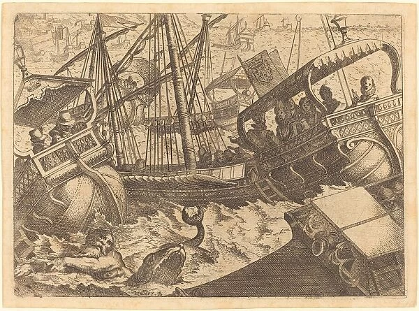 Storm off the Coast of Barcelona, 1612. Creator: Jacques Callot