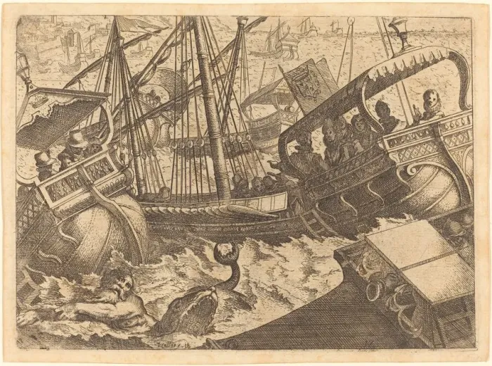 Framed Print : Storm off the Coast of Barcelona, 1612. Creator: Jacques Callot Framed Print : Storm off the Coast of Barcelona, 1612. Creator: Jacques Callot