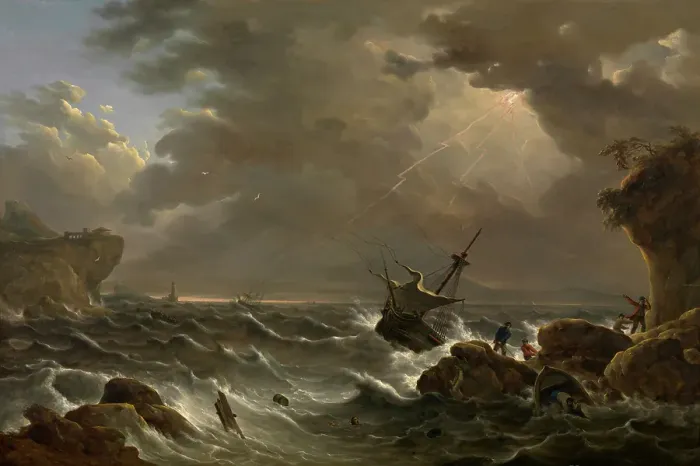 Framed Print : Storm at Sea, c1772-1793. Creator: Jan-Baptiste Tency