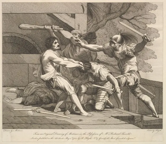 Framed Print : Storming a Banditti Stronghold, May 1, 1782. Creator: Robert Blyth Framed Print : Storming a Banditti Stronghold, May 1, 1782. Creator: Robert Blyth