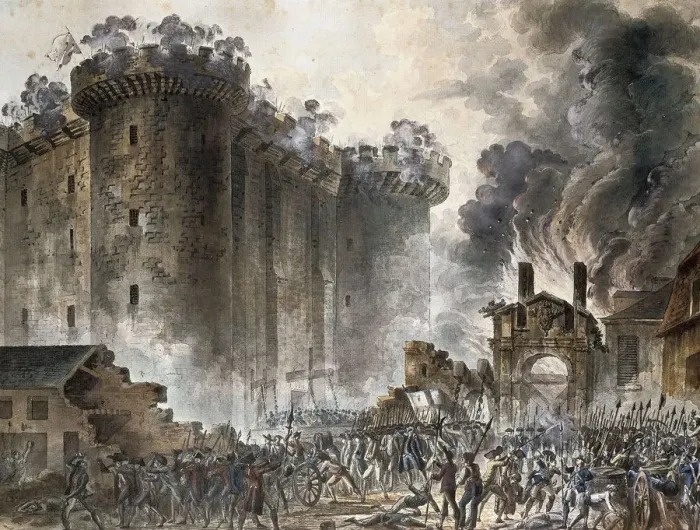 Framed Print : The Storming of the Bastille on 14 July 1789, c. 1789. Artist: Houel, Jean Pierre Laurent (1735-1813) Framed Print : The Storming of the Bastille on 14 July 1789, c. 1789. Artist: Houel, Jean Pierre Laurent (1735-1813)