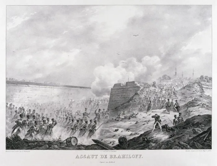 Framed Print : The storming the Brailov fortress on June 15, 1828, 1829. Artist: Beggrov, Karl Petrovich (1799-1875) Framed Print : The storming the Brailov fortress on June 15, 1828, 1829. Artist: Beggrov, Karl Petrovich (1799-1875)