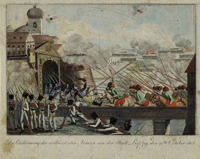 Framed Print : Storming of the city of Leipzig by the Allied troops. Artist: Anonymous Framed Print : Storming of the city of Leipzig by the Allied troops. Artist: Anonymous