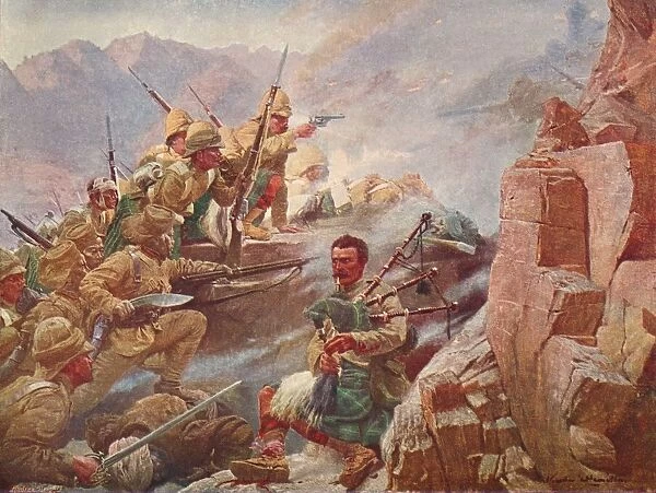 Storming of the Dargai Heights by the 1st Gordon Highlanders and the Gurkhas, 1897 (1906). Artists: Vereker Monteith Hamilton, Unknown