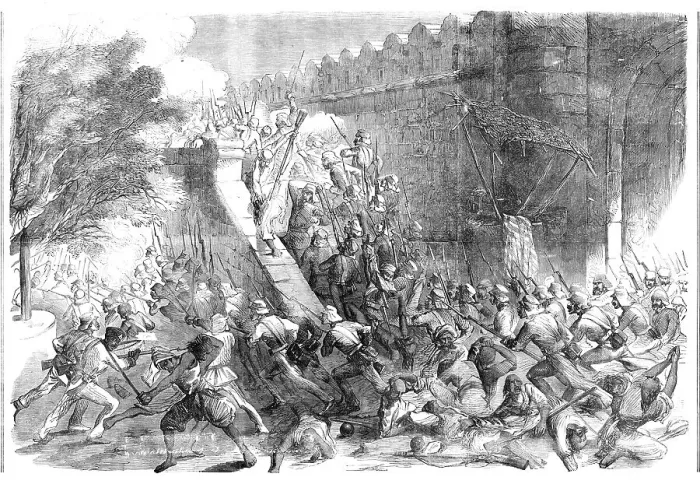 Framed Print : The Storming of Delhi, the Cashmere Gate, 1857. Creator: Unknown Framed Print : The Storming of Delhi, the Cashmere Gate, 1857. Creator: Unknown
