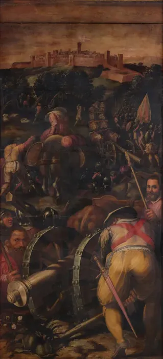 Framed Print : Storming of Monteriggioni, 1563-1565. Artist: Vasari, Giorgio (1511-1574) Framed Print : Storming of Monteriggioni, 1563-1565. Artist: Vasari, Giorgio (1511-1574)