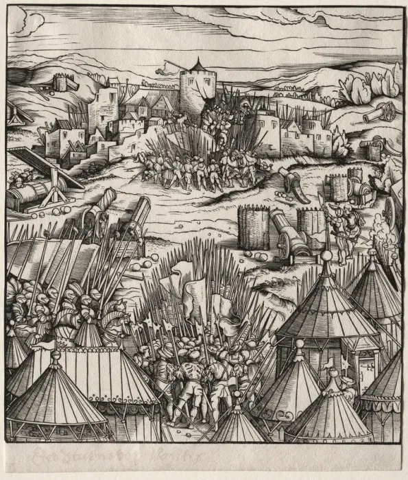 Framed Print : The Storming of Nantes, 1512-1515. Creator: Hans Burgkmair (German, 1473-1531) Framed Print : The Storming of Nantes, 1512-1515. Creator: Hans Burgkmair (German, 1473-1531)