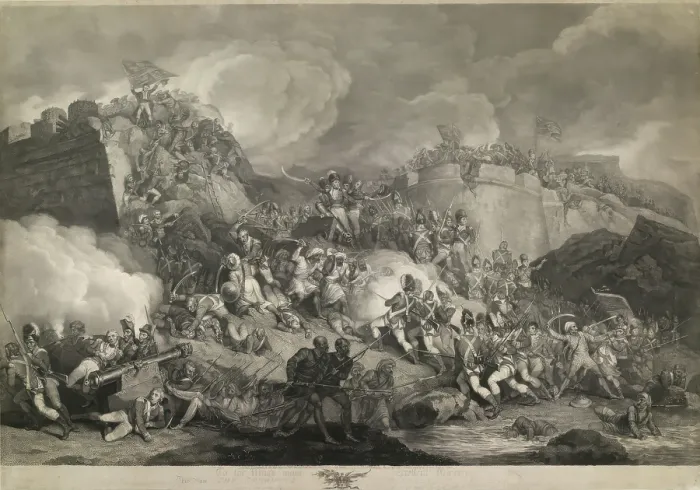 Framed Print : The Storming of Seringapatam, 1802. Creators: Unknown, Giovanni Vendramini Framed Print : The Storming of Seringapatam, 1802. Creators: Unknown, Giovanni Vendramini