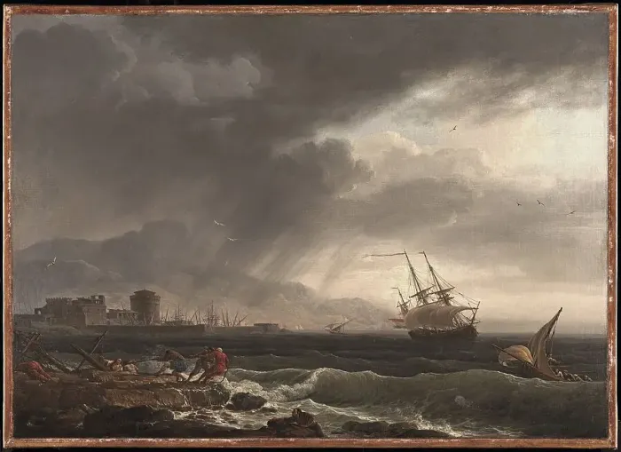 Framed Print : A Stormy Sea, 1748. Creator: Claude-Joseph Vernet Framed Print : A Stormy Sea, 1748. Creator: Claude-Joseph Vernet