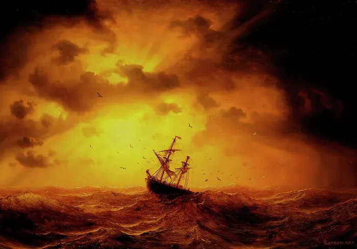 Framed Print : Stormy Sea, 1857. Creator: Markus Larsson Framed Print : Stormy Sea, 1857. Creator: Markus Larsson