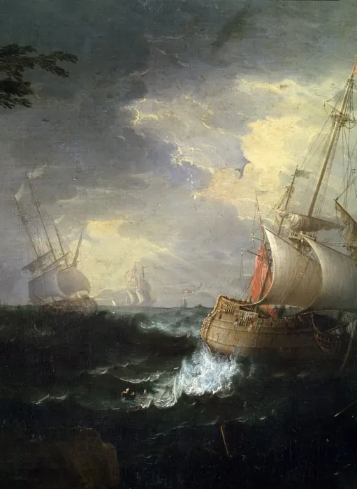 Framed Print : Stormy sea, c1700-1750. (Detail). Artist: Leonardo Coccorante Framed Print : Stormy sea, c1700-1750. (Detail). Artist: Leonardo Coccorante