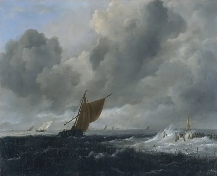 Framed Print : Stormy Sea with Sailing Vessels, 1668. Creator: Jacob van Ruisdael Framed Print : Stormy Sea with Sailing Vessels, 1668. Creator: Jacob van Ruisdael