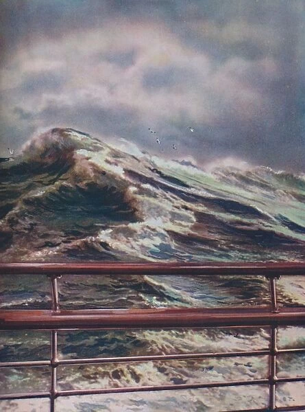 Stormy Seas of the Atlantic Ocean from modern liner, 1936
