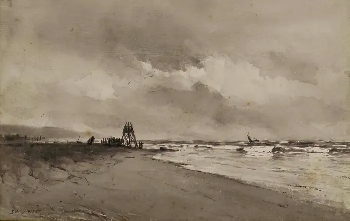 Framed Print : Stormy Weather, Moray Firth, 1875-1899. Creator: David West Framed Print : Stormy Weather, Moray Firth, 1875-1899. Creator: David West