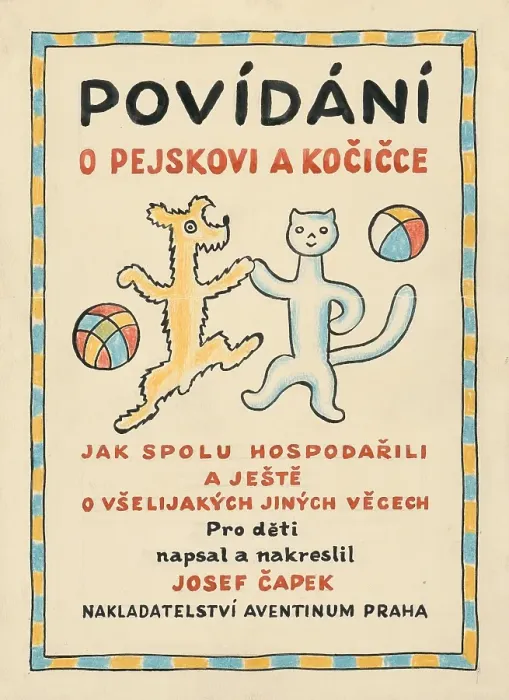 Framed Print : A story about a dog and a cat - cover, around 1928. Creator: Josef Capek Framed Print : A story about a dog and a cat - cover, around 1928. Creator: Josef Capek