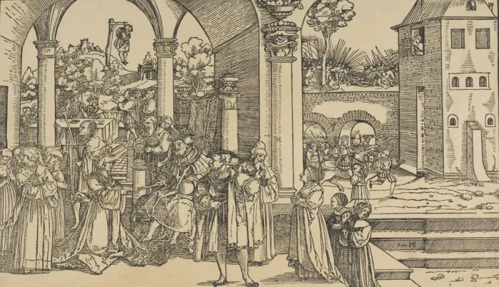Framed Print : The Story of Esther. Creator: Hans Schaufelein the Elder Framed Print : The Story of Esther. Creator: Hans Schaufelein the Elder