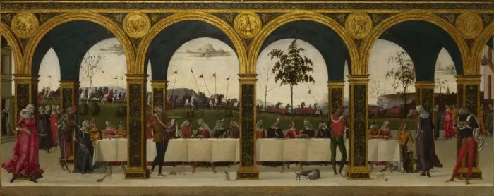 Framed Print : The Story of Griselda. Part III: Reunion, c. 1490-1495. Artist: Master of the Story of Griselda (active End of 15th cen. ) Framed Print : The Story of Griselda. Part III: Reunion, c. 1490-1495. Artist: Master of the Story of Griselda (active End of 15th cen. )