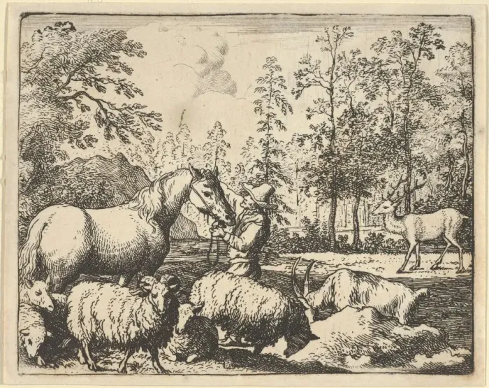 Framed Print : The Story of the Horse Who Wants Revenge on the Stag, 1650-75 Framed Print : The Story of the Horse Who Wants Revenge on the Stag, 1650-75
