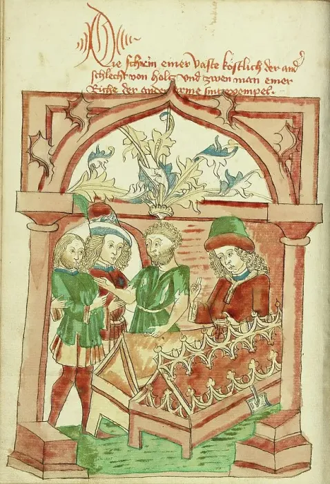 Framed Print : The Story of the Two Men and the Two Shrines; Barlaam und Josaphat, 1469. Creators: Hans Schilling, Diebolt Lauber Framed Print : The Story of the Two Men and the Two Shrines; Barlaam und Josaphat, 1469. Creators: Hans Schilling, Diebolt Lauber