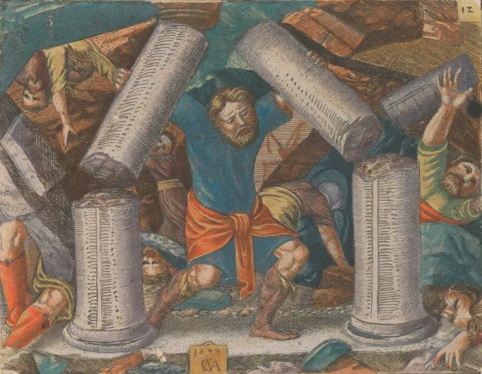 Framed Print : The Story of Samson, 1549. Creator: Cornelis Massys Framed Print : The Story of Samson, 1549. Creator: Cornelis Massys