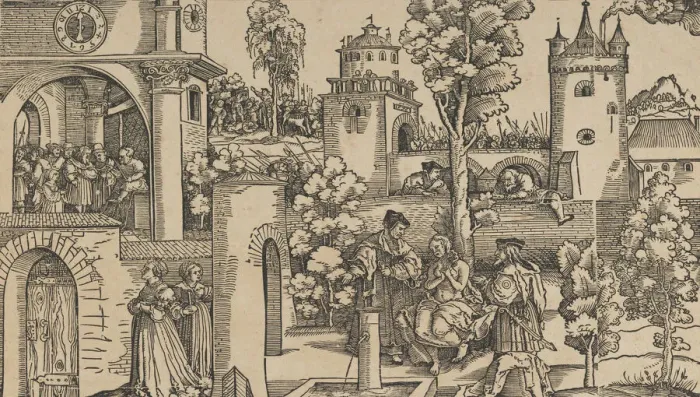 Framed Print : The Story of Susanna, 1536. Creator: Hans Schaufelein the Elder Framed Print : The Story of Susanna, 1536. Creator: Hans Schaufelein the Elder