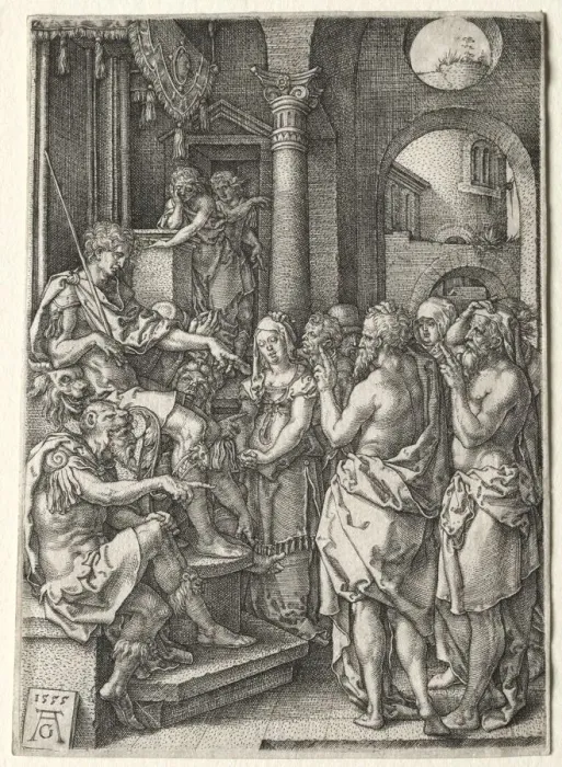 Framed Print : The Story of Susanna: Susanna Accused of Adultery, 1555. Creator: Heinrich Aldegrever (German Framed Print : The Story of Susanna: Susanna Accused of Adultery, 1555. Creator: Heinrich Aldegrever (German