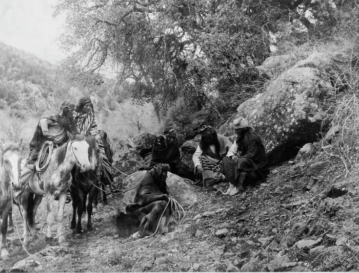 Framed Print : Story telling, c1906. Creator: Edward Sheriff Curtis Framed Print : Story telling, c1906. Creator: Edward Sheriff Curtis