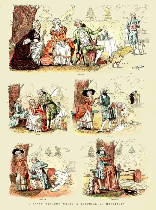Framed Print : A Story without Words -- A Proposal of Marriage, 1890. Creator: Unknown Framed Print : A Story without Words -- A Proposal of Marriage, 1890. Creator: Unknown