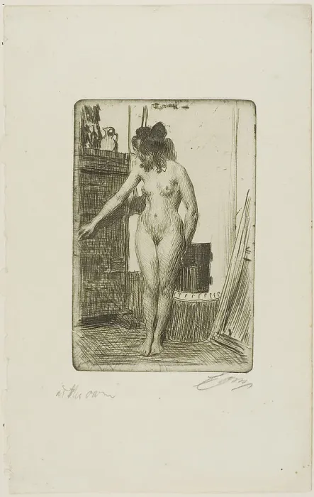 Framed Print : Before the Stove, 1903. Creator: Anders Leonard Zorn Framed Print : Before the Stove, 1903. Creator: Anders Leonard Zorn