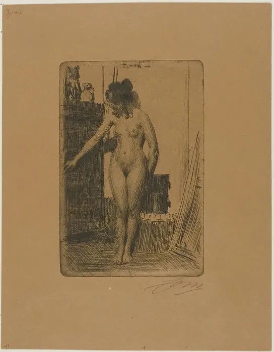 Framed Print : Before the Stove, 1903. Creator: Anders Leonard Zorn Framed Print : Before the Stove, 1903. Creator: Anders Leonard Zorn