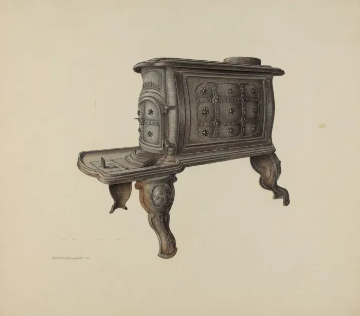 Framed Print : Stove, 1938. Creator: Albert Geuppert Framed Print : Stove, 1938. Creator: Albert Geuppert