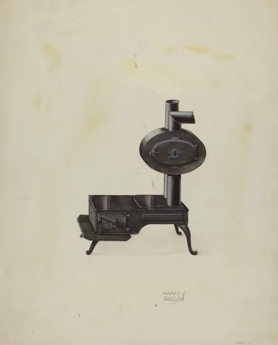 Framed Print : Stove, c. 1937. Creator: Harry Grossen Framed Print : Stove, c. 1937. Creator: Harry Grossen