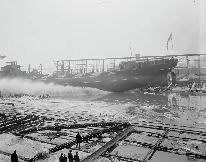 Framed Print : Str. F.P. Jones, launch, 1913 Mar 8. Creator: Unknown