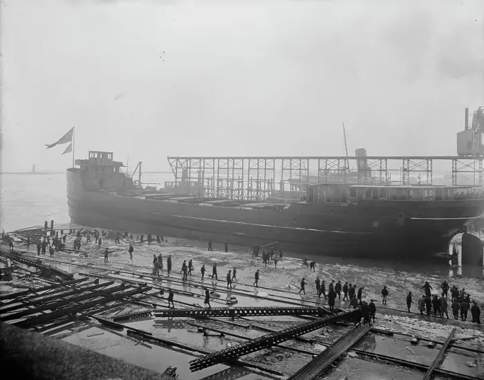 Framed Print : Str. F.P. Jones, after the launch, 1913 Mar 8. Creator: Unknown Framed Print : Str. F.P. Jones, after the launch, 1913 Mar 8. Creator: Unknown