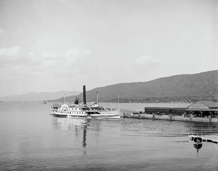 Framed Print : Str. Horicon leaving dock, Lake George, N.Y. c1904. Creator: Unknown