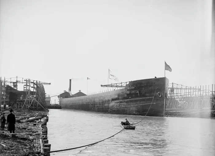 Framed Print : Str. James E. Davidson after the launch, 1905. Creator: Unknown Framed Print : Str. James E. Davidson after the launch, 1905. Creator: Unknown