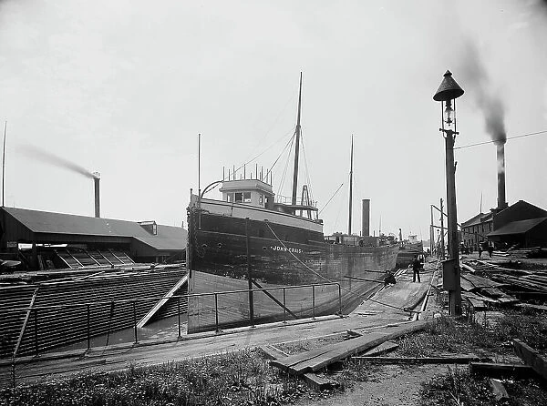 Str. John Craig in dry dock, Detroit, between 1900 and 1905. Creator: Unknown