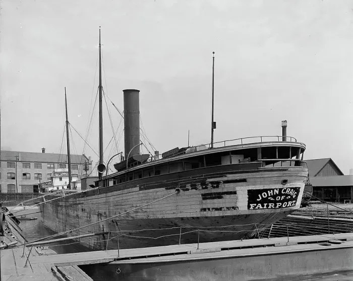 Framed Print : Str. John Craig in dry dock, Detroit, between 1900 and 1905. Creator: B. F. Mills
