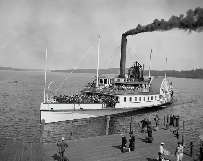 Framed Print : Str. Mt. Washington landing at Weirs, N.H. c1906. Creator: Unknown Framed Print : Str. Mt. Washington landing at Weirs, N.H. c1906. Creator: Unknown