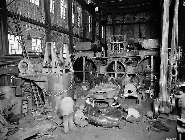 Str. no. 190, main engine in shop, 3 cyln. compound-inclined type, between 1910 and 1920. Creator: William H. Jackson