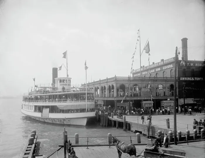 Framed Print : Str. Pleasure at ferry dock, Detroit, Mich. between 1900 and 1906. Creator: Unknown Framed Print : Str. Pleasure at ferry dock, Detroit, Mich. between 1900 and 1906. Creator: Unknown