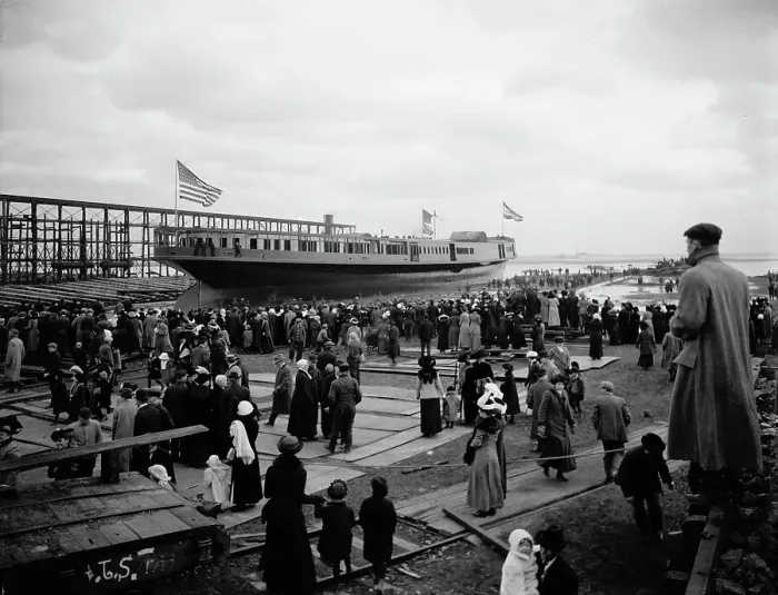 Framed Print : Str. Seeandbee just after the launch, 1912 Nov 9. Creator: William H. Jackson