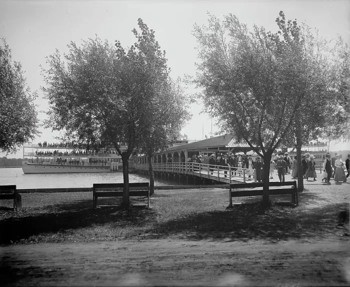 Framed Print : Str. Tashmoo at Tashmoo Park, St. Clair Flats, Mich. between 1900 and 1920. Creator: Unknown Framed Print : Str. Tashmoo at Tashmoo Park, St. Clair Flats, Mich. between 1900 and 1920. Creator: Unknown
