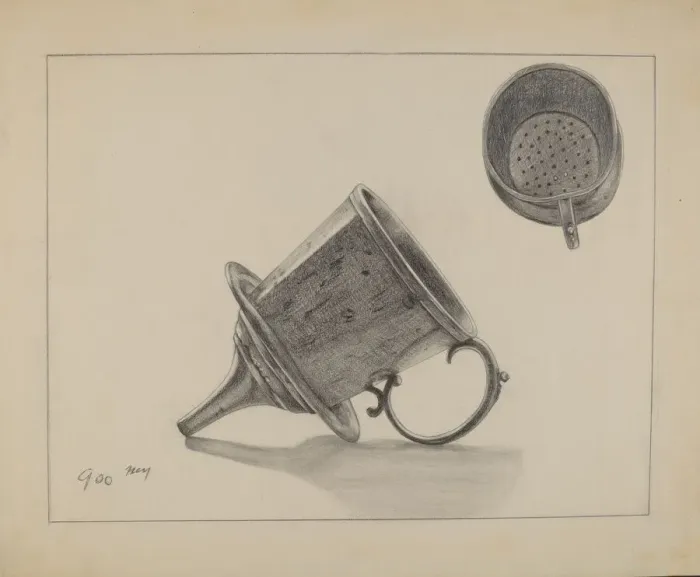 Framed Print : Strainer with Funnel, c. 1936. Creator: Yolande Delasser Framed Print : Strainer with Funnel, c. 1936. Creator: Yolande Delasser